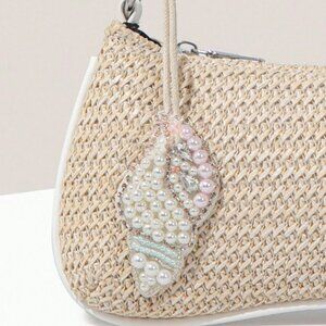 Seashell Pink & White Pearl Beaded Bag Charm